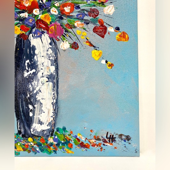 “Flowers For Mom” Original Impasto Acrylic Art on 11x14 Canvas Panel NOT FRAMED - Picture 6 of 10